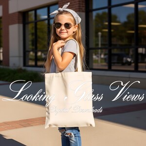 Literary Girl Tote Bag Mockup Tween Canvas Tote Mockup Girls Book Bag Mockup School Tote Mockup Bookish Aesthetic Mockup for Etsy Sellers