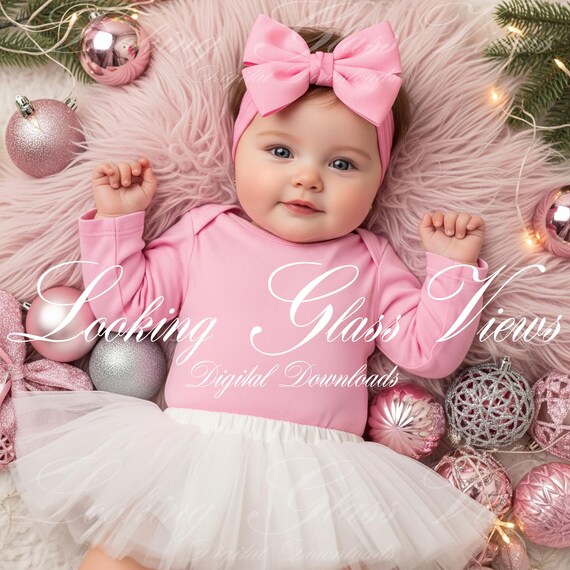 Christmas Mockup Pink Long Sleeve Rabbit Skins 4411 Infant Snap up