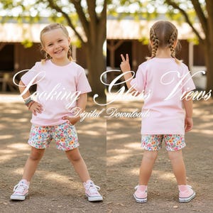 Front and Back Mockup Kids Pink T-Shirt Mockup Pink Gildan 5000B Kids Shirt Outdoor Lifestyle Girls Summer T-Shirt Mockup Child Tee Mockup