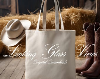 Country Girl Tote Bag Mockup Western Tote Bag Mockup Cowgirl Tote Mockup Farm Girl Tote Bag Mockup Rodeo Cowgirl Boots Cowgirl Hat Mockup