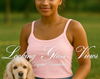 Bella Canvas 1012 Mockup Pink Tank Top Mockup Women's Spaghetti Strap Tank Top Summer Mockup Boho Mockup Dog Lover Mockup Pink Crop Top Mock
