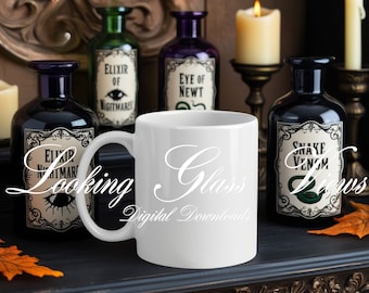 Halloween Mug Mockup Spooky Aesthetic Mug MockUp Witch Mug Mockup Gothic Mug Mockup 11oz. White Ceramic Mug Vintage Mug MockUp POD Mug Mock