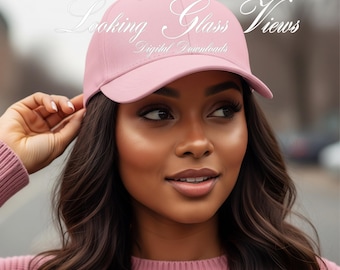 Pink Hat Mockup POD Hat Mockup Pink Baseball Cap Mockup Pink Cap Mockup Printify Hat Mockup Pink Yupoong 6245CM Mockup America I1002 Dad Hat