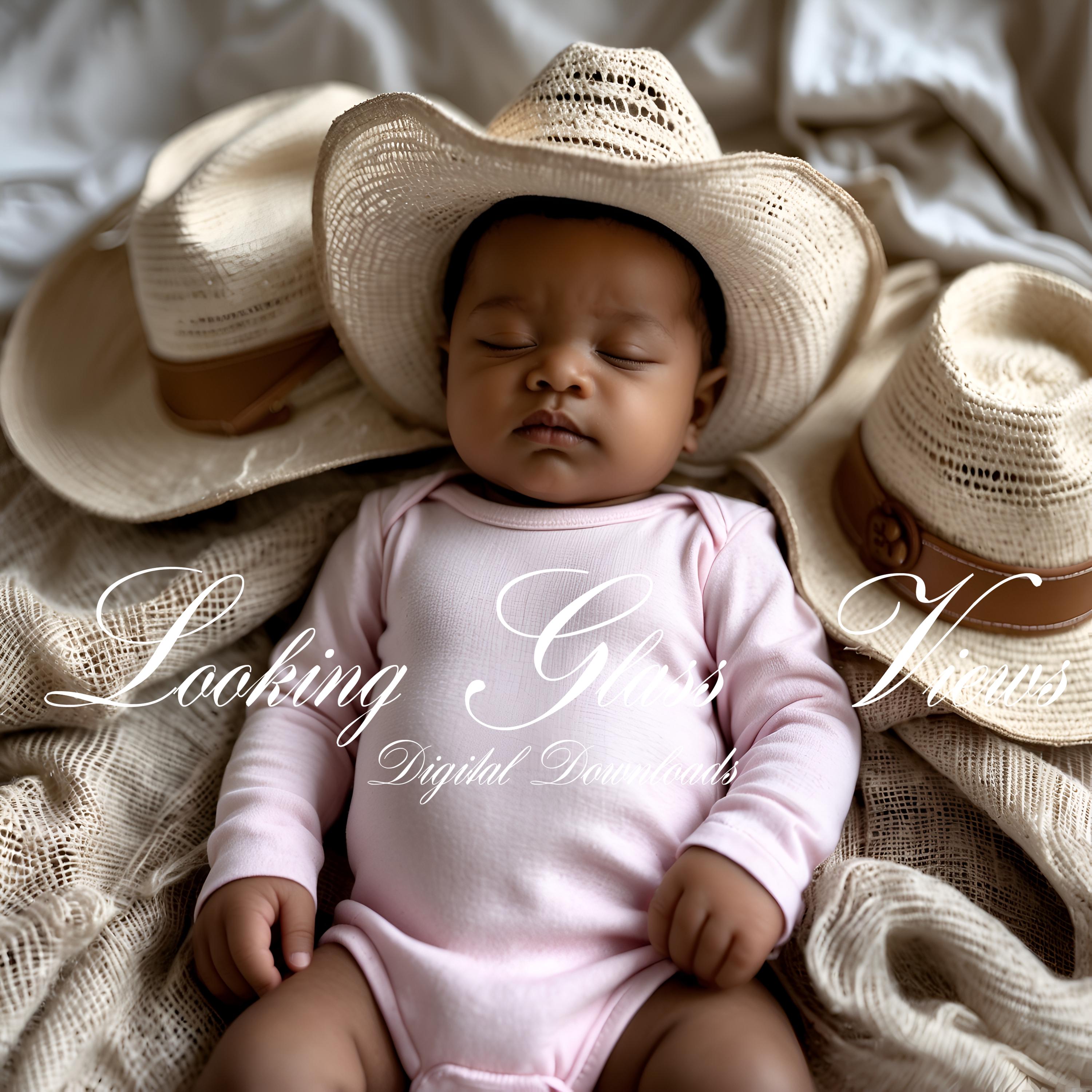 Country Western Baby Cowboy Infant Mockup White Long Sleeve