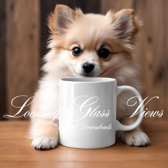 Mug Mockup With Puppy Pomeranian Mockup Dog Lover 11oz White