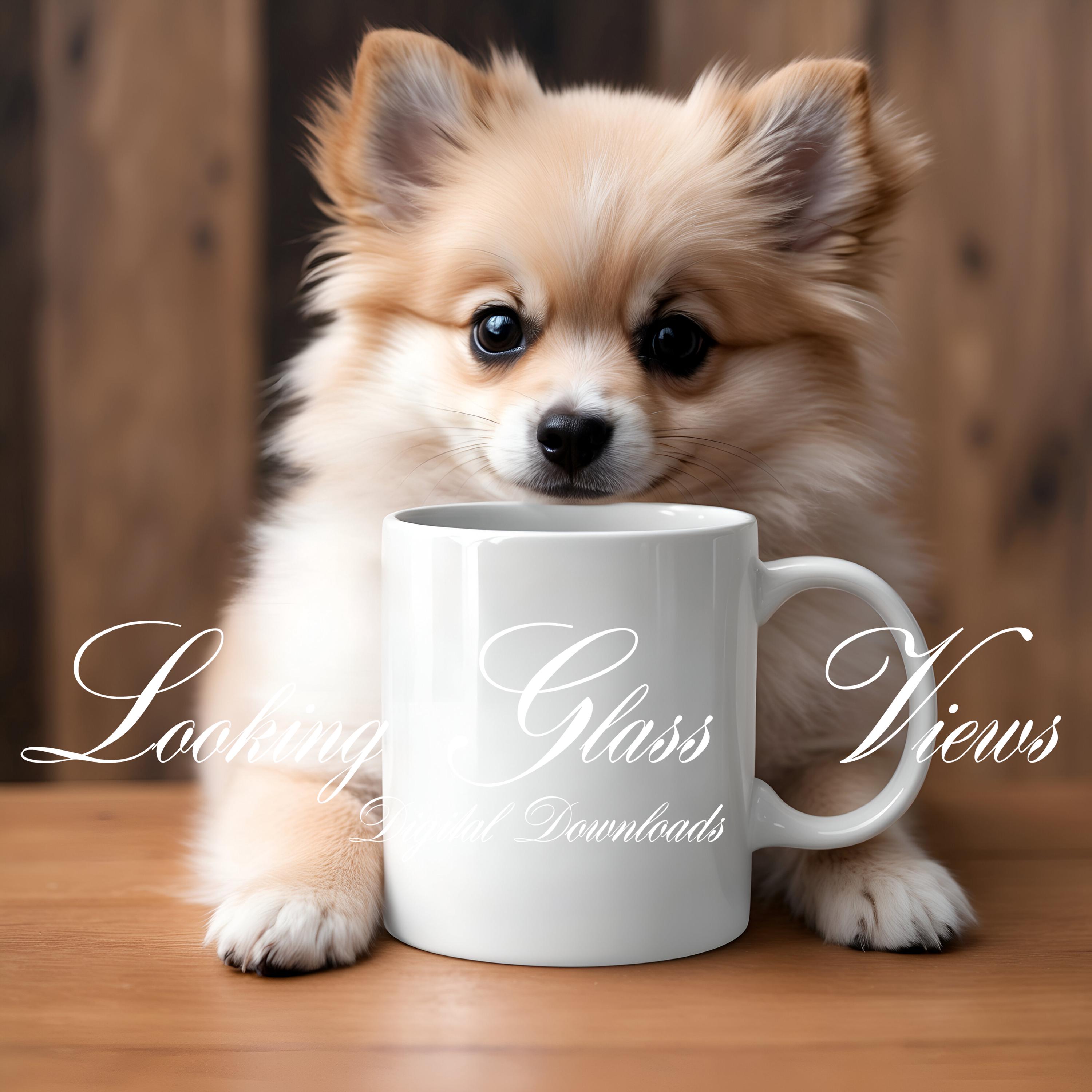 Mug Mockup With Puppy Pomeranian Mockup Dog Lover 11oz White