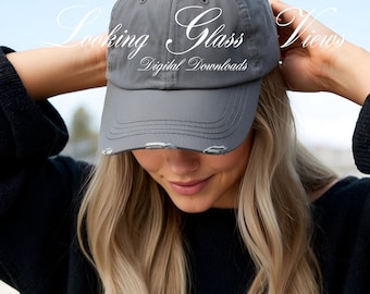 Gray Hat Mockup Distressed Hat Mockup District DT600 Mockup District DT600 Distressed Cap Mockup  Lifestyle Cap Mock Nickel DT600 Hat Mockup