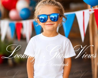 4th of July Mockup Boys T-shirt Mockup American Boy White Bella Canvas 3001Y USA Patriotic Kids Mockup