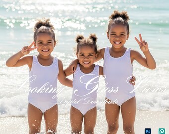 Girls One Piece Swimsuit Mockup Girls Swimwear Mockup Drag and Drop Printful AOP Bathing Suit Mockup Kids Summer Beach Mockup Kids Swimwear
