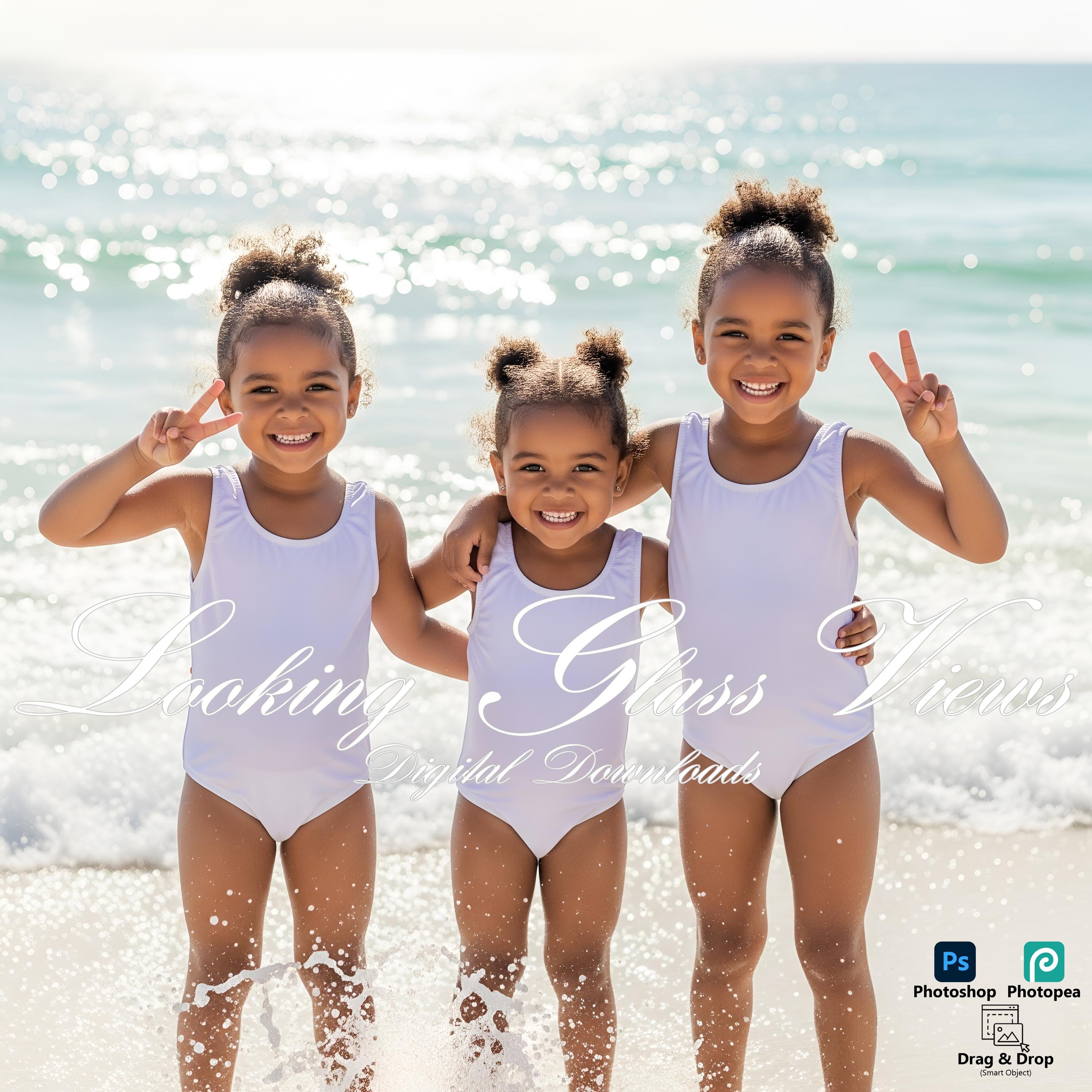 Girls One Piece Swimsuit Mockup Girls Swimwear Mockup Drag and Drop ...