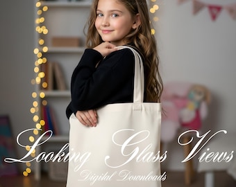 Maquete de bolsa infantil, maquete de bolsa de lona, maquete de bolsa para meninas, maquete de bolsa de livro infantil, maquete de bolsa infantil, maquete de bolsa personalizada