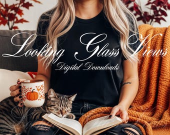 Bookish Mockup Comfort Colors 1717 Mockup Bookworm Mockup Booklover Cozy Reading Shirt Mockup Lifestyle Mockup Womens Black T-Shirt Mockup