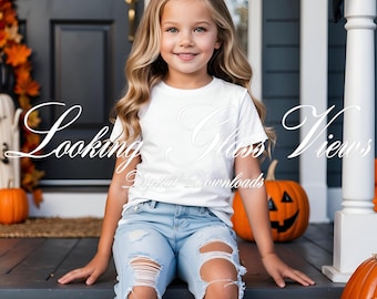 Kids Halloween Mockup Bella Canvas 3001Y White T-Shirt Mockup Childs T-Shirt Mockup Kids Mockup Fall Mockup Gildan 5000B Comfort Colors 9018