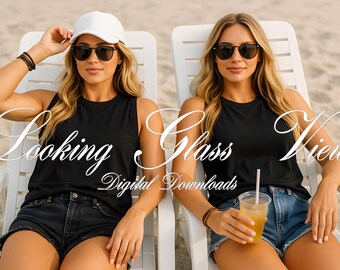 Bella Canvas 3483 Mockup Black Tank Top Mockup Beach Mockup Summer Mockup Girls Trip Mockup Matching Shirts Mockup Best Friends Mockup