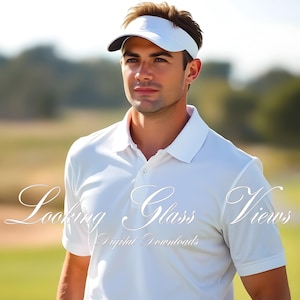 Polo Shirt Mockup Men&#39;s Sport Polo Shirt Mockup Mens Golf Shirt Mockup Printify Sport-Tek ST650 Mockup Mens Polo Mockup White Polo Mockup