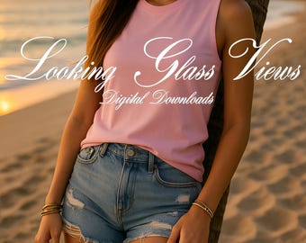 Bella Canvas 6003 Mockup Pink Tank Top Mockup Beach Mockup Summer Mockup Bella Canvas Jersey Womans Muscle Tank Top Mockup Coastal Girl Mock