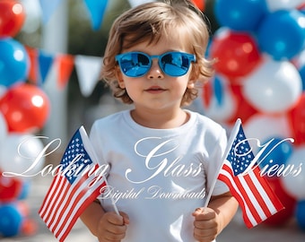 Kids 4th of July Mockup Patriotic Boys White T-shirt Mockup White Bella Canvas 3001T Mockup Fourth of July