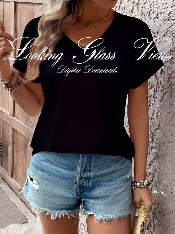 Bella Canvas 3005 Mockup V-Neck T-Shirt Mockup Black T-shirt Mockup Summer Mockup Black V-Neck Mockup Trendy Influencer Mockup V Neck Mockup