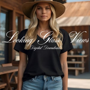 Gildan 5V00L Mockup Black T-Shirt Mockup Country Girl Mockup 5V00L V-Neck Mockup Black Tee Mockup V-Neck Shirt Mockup Outdoor Gildan Mockup