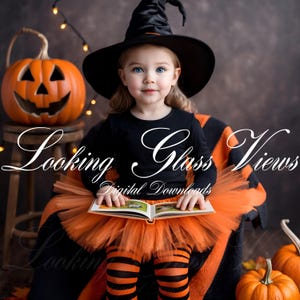 Halloween Mockup Mädchen Schwarz Langarm T-Shirt Mockup Kinder Sport-Tek YST350LS Mockup Bookish Kleine Hexe Mockup Herbst Mädchen im Tutu Mockup