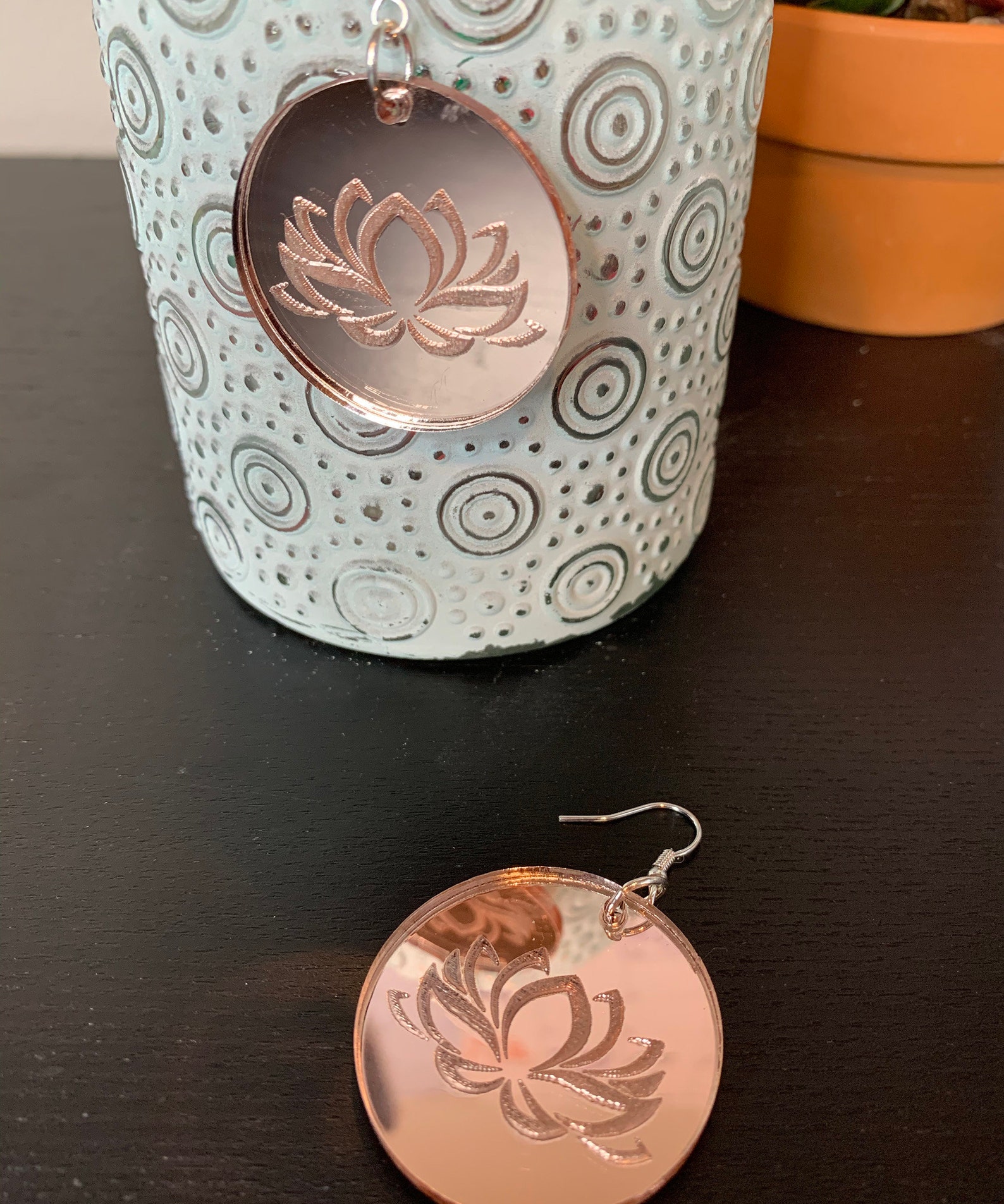 Rose Gold Mirrored Lotus Flower Reflective Cut Acrylic Etsy
