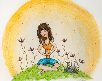 Meditation in the Sun | Illustration | Watercolor & Colored Pencil Art Print