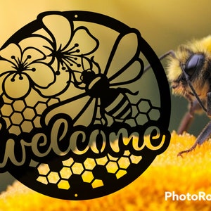 Letrero de bienvenida de panal de abeja de METAL