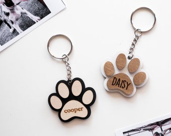 Personalized Pet Keychain Paw with Name | Handmade Gifts for Dog, Cat or Pet Lover, Custom Paw Key Tag, Gift for Dog Mom, Pet Loss Gift