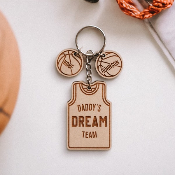 Daddy's Dream Team Keychain Gift | Fathers Day Gift, Basketball Dad, Custom Gift, Personalized Fathers Day Gift, Laser Engraved, Fathers Day