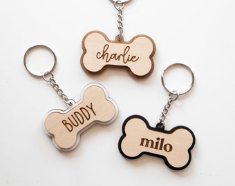 Custom Gift Dog Name Keychain | Handmade Gift Dog Keychain, Cute Pet Wood Engraved Unique Keyring, Personalized Dog Lover Gift