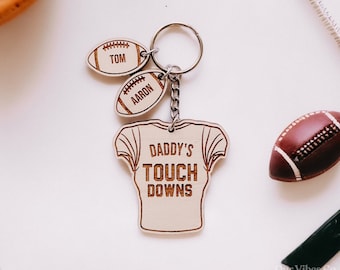 Cadeau porte-clés Touchdowns de papa | Cadeau de la fête des Pères, Papa de football, NFL, Cadeau fait à la main, Cadeau personnalisé de la fête des Pères, Gravé au laser,