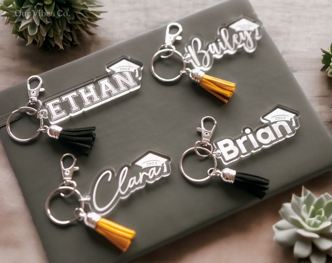 Personalized Graduation Keychain Gift | Graduation Gift for Her, Gift for Him, Senior School Graduation Gift, Class of 2024, Handmade Gift