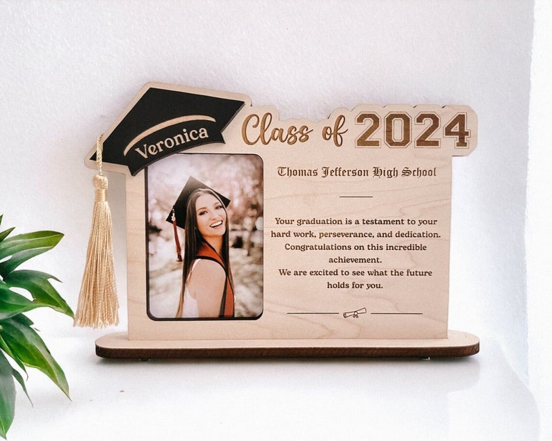 2024 Graduation Personalized Photo Frame Gift with Custom message, Highschool Gift for Her, Graduation Gift for Him, Graduation Gift Idea image 1