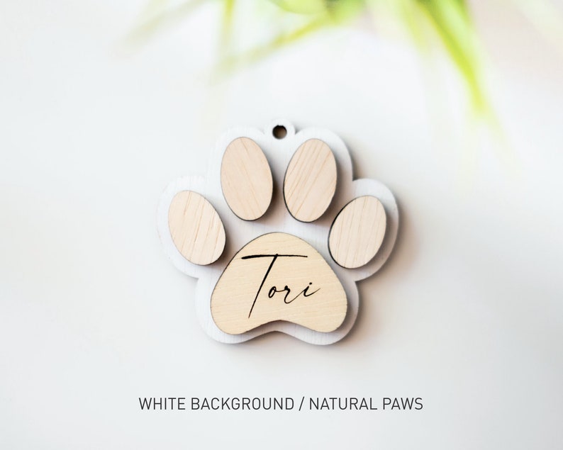 Personalized Pet Dog Ornament, Handmade Gift Christmas Ornament, Cat Christmas Ornament, Dog Paw Wood Ornament, Your Pets Name, Dog Ornament image 4