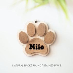 Personalized Pet Dog Ornament, Handmade Gift Christmas Ornament, Cat Christmas Ornament, Dog Paw Wood Ornament, Your Pets Name, Dog Ornament image 3