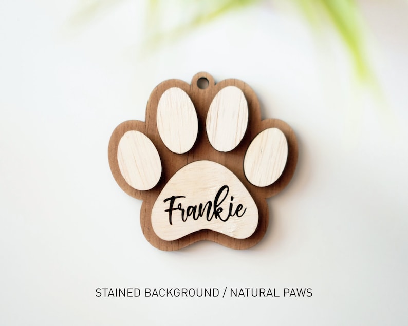 Personalized Pet Dog Ornament, Handmade Gift Christmas Ornament, Cat Christmas Ornament, Dog Paw Wood Ornament, Your Pets Name, Dog Ornament image 2