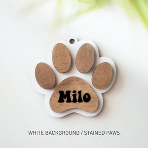 Personalized Pet Dog Ornament, Handmade Gift Christmas Ornament, Cat Christmas Ornament, Dog Paw Wood Ornament, Your Pets Name, Dog Ornament image 5