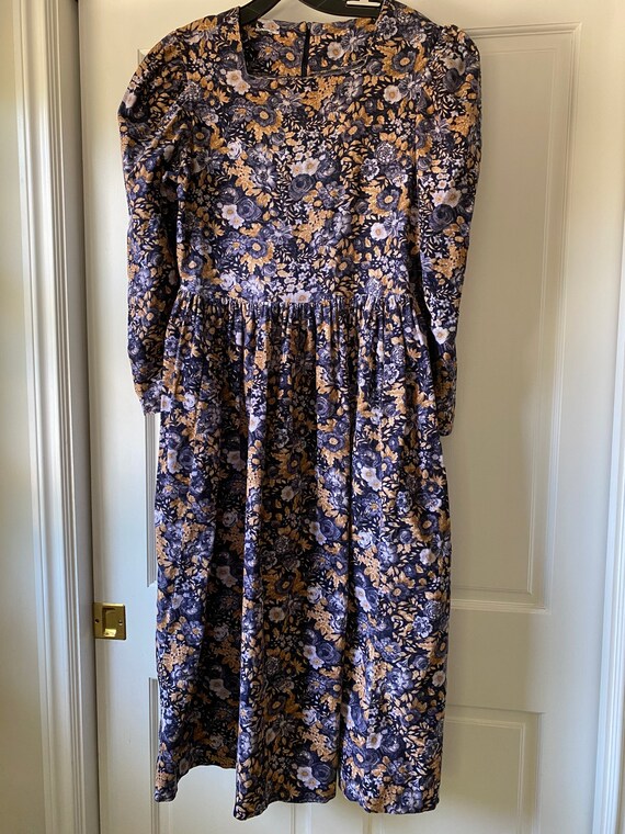 Laura Ashley Vintage Corduroy Floral Dress - Size