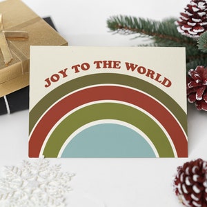 Cartes de correspondance de Noël rétro - Design vintage JOY- Cartes de vœux fabriquées dans l'Oregon - Cartes pliées avec enveloppes - Vierge à l'intérieur