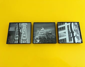 4x4" Original Framed Photo Prints- Black & White Portland Oregon Art- Sara Hertel Photography- Wall Decor
