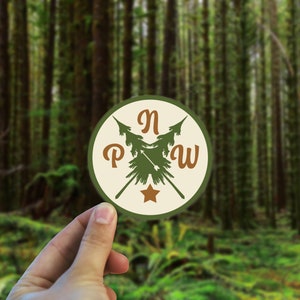 Pacific Northwest (PNW) Retro Vinyl Decal - Weatherproof Bumper Sticker - Retro 70s Sticker - Made in Oregon Bumper Sticker- Boho Art