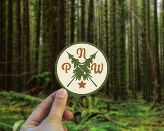 Pacific Northwest (PNW) Retro Vinyl Decal - Weatherproof Bumper Sticker - Retro 70s Sticker - Made in Oregon Bumper Sticker- Boho Art