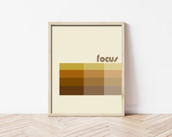 Focus Retro Print- Instant Digital Download - 70s Art Decor - Vintage Graphic Art Poster- Made in Oregon- Boho Art