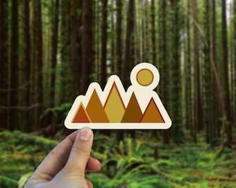 Mountain Vinyl Decal - Weatherproof Sticker - Retro 70s Sticker - Oregon Bumper Sticker - Made in Oregon- Boho Art