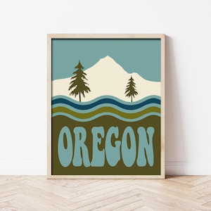 Retro Digital Print- Instant Download - 70s Art Decor - Vintage Graphic Art Poster- Made in Oregon- Boho Art