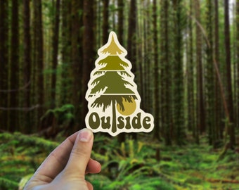 Outside Retro Vinyl Decal - Weatherproof Bumper Sticker - Retro 70s Sticker - Made in Oregon Bumper Sticker- Boho Art