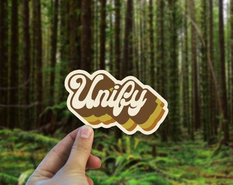 Unify Vinyl Decal - Weatherproof bumper sticker -  70s retro sticker - Oregon Sticker- Boho Art
