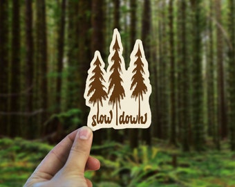 Slow Down Vinyl Decal - Weatherproof Bumper Sticker - Retro 70s Sticker - Made in Oregon Sticker- Boho Art