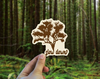 Slow Down Vinyl Decal - Weatherproof Bumper Sticker - Retro 70s Sticker - Made in Oregon Sticker- Boho Art