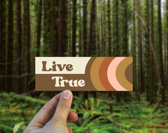 Live True Vinyl Decal - Weatherproof Bumper Sticker - Retro 70s Sticker - Made in Oregon Sticker- Boho Art